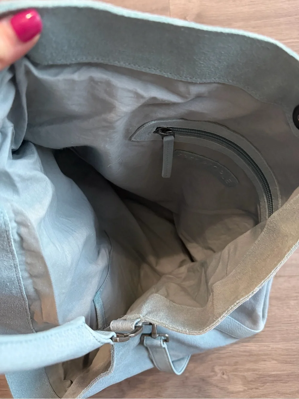 NWT Free People Suzie Suede Slouchy Tote Bag - Light Blue